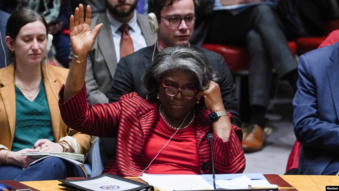 Američka ambasadorka u Ujedinjenim nacijama Liza Tomas Grinfild izjašnjava se o rezoluciji o dostavljanju pomoći Gazi (Foto: REUTERS/David Dee Delgado)