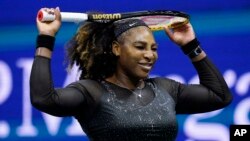FILE - Serena Williams, of the United States, reacts during a match at the U.S. Open tennis championships, Sept. 2, 2022, in New York. Williams and Ruby Bridges will be inducted into the National Women’s Hall of Fame next year. (AP Photo/Charles Krupa, file)