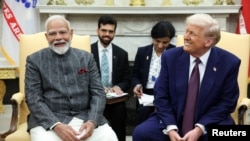 Primeiro-ministro da Índia, Narendra Modi, e Presidente dos Estados Unidos, Donald Trump, Casa Branca, Washington, 13 fevereiro 2025 