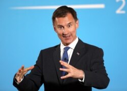 Conservative party leadership contender Jeremy Hunt speaks during a party leadership hustings in Belfast, Northern Ireland Tuesday July 2, 2019.