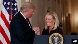 El presidente Donald Trump nominó a Kirstjen Nielsen, número dos del Jefe de Gabinete de la Casa Blanca, para la Secretaría de Seguridad del Territorio Nacional. Oct. 12, 2017