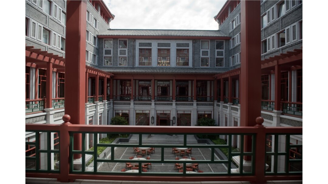 FILE - A courtyard is seen at Tsinghua University in Beijing, Sept. 10, 2016.