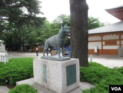 东京靖国神社内的日本军犬慰灵像 （美国之音王南拍摄）