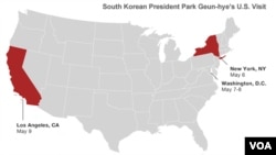The president of South Korea's stops on this visit to the United States.