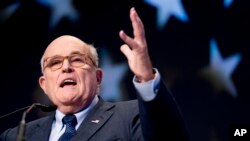 FILE - Rudy Giuliani, an attorney for President Donald Trump, speaks at an event in Washington, May 5, 2018.