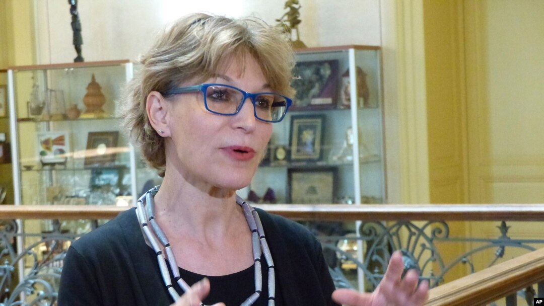 Agnes Callamard, the U.N. special rapporteur for extrajudicial, summary and arbitrary executions, speaks to reporters at the U.N. human rights office in Geneva on Wednesday, June 19, after releasing her report into the killing of Saudi journalist…