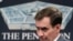 El portavoz del Departamento de Defensa, John Kirby, durante una rueda de prensa en el Pentágono, el 31 de marzo de 2021.
