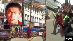 A Dalai Lama Supporter Protests in Tibetan Town In Sichuan