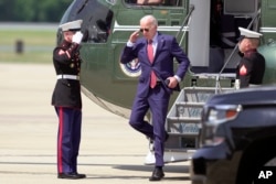 FILE - President Joe Biden arrives at the Delaware Air National Guard Base in New Castle, Del., Friday, Aug. 2, 2024.