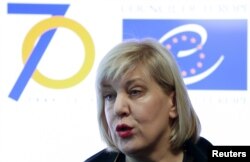 Povjerenica Vijeća Evrope za ljudska prava Dunja Mijatović govori na konferenciji za medije o migrantskoj krizi u BiH, Sarajevo, 6. decembar 2019.
