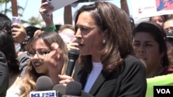 "Senator Kamala Harris (D-California) visited mothers held in the Immigration and Customs Enforcement detention center in Otay Mesa, California, and then spoke at a protest rally outside the facility, telling protesters that the mothers inside the facility were in "utter despair."