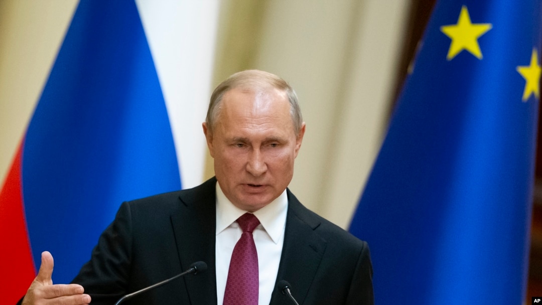 Predsednik Rusije Vladimir Putin govori tokom konferencije u Helsinkiju, Finska, 21. avgusta 2019.