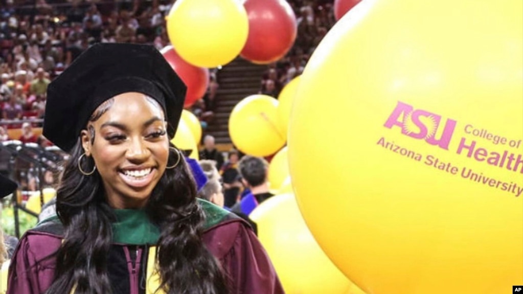 Dorothy Jean Tillman II participates in Arizona State University’s commencement, May 6, 2024, in Tempe, Ariz. (Tillman Family via AP)