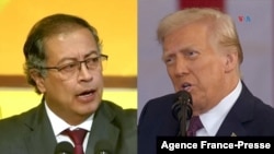 Composición de las imágenes de los presidentes Gustavo Petro y Donald Trump. [Fotos: Johan Reyes, VOA / Video AFP]