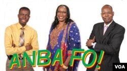 Modibo Dembélé (L), Kadiatou Traoré, and Mohamed Toure, hosts of Anba Fo