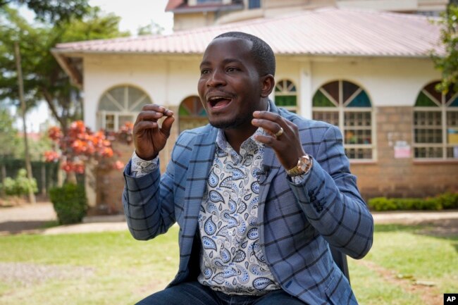 Former Facebook content moderator Nathan Nkunzimana speaks to The Associated Press in Nairobi, Kenya, Friday, June 9, 2023. Nearly 200 former content moderators for Facebook are suing the company and a local contractor in a court case in Kenya that could have implications for the work worldwide. (AP Photo/Khalil Senosi)