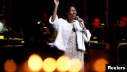 Aretha Franklin lors d'un gala à New York City, le 7 novembre 2017. 