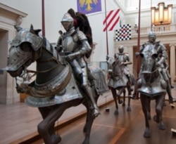 Armor on display in the Equestrian Court at the Met