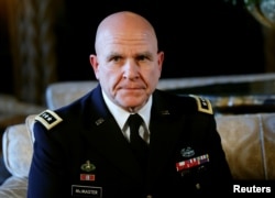 Newly named National Security Adviser Army Lt. Gen. H.R. McMaster listens as U.S. President Donald Trump makes the announcement at his Mar-a-Lago estate in Palm Beach, Florida, Feb. 20, 2017.