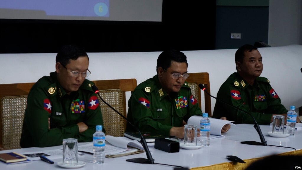 AA ရခုိင့္တပ္မေတာ္ကိုစစ္ဆင္ေရးအေၾကာင္း တပ္မေတာ္ျပန္ၾကားေရးရဲ႕ ေနျပည္ေတာ္တပ္ကုန္းက သတင္းစာရွင္းလင္းပြဲ။ (ဇန္နဝါရီ ၁၈၊ ၂၀၁၉)