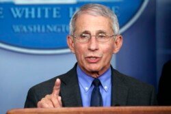 FILE - Dr. Anthony Fauci, director of the National Institute of Allergy and Infectious Diseases, speaks about the coronavirus in the James Brady Press Briefing Room of the White House, April 7, 2020, in Washington.