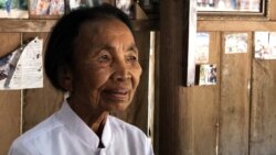 Im Chaem, a former Khmer Rouge cadre, talks to VOA after holding Christmas service at the church in Oddar Meanchey province's Anlong Veng district, on Dec. 14, 2019. (Hul Reaksmey/VOA Khmer)