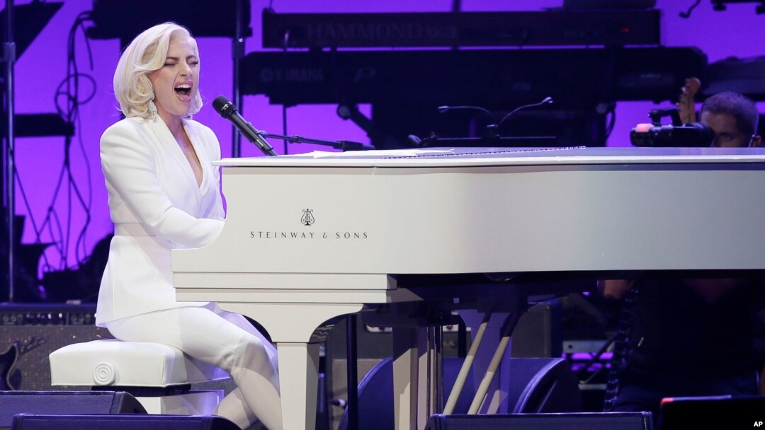 FILE - Lady Gaga performs during a hurricanes relief concert in College Station, Texas, Oct. 21, 2017. 