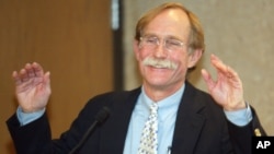 FILE - Dr. Peter Agre, pictured in 2003 after it was announced that he'd won a Nobel Prize, says an effort by North Korea to produce its first Nobel-winning scientist would contribute to improved political ties with the global community.