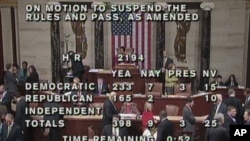 A bill passes the US House of Representatives