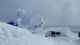 Icy conditions set in at the SNOWIE research project site in western Idaho in winter of 2017. (Credit: Joshua Aikins)