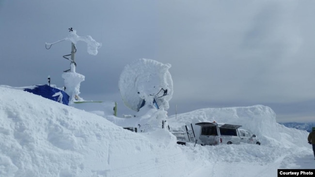 Icy conditions set in at the SNOWIE research project site in western Idaho in winter of 2017. (Credit: Joshua Aikins)