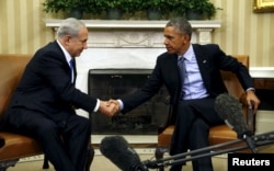 ABŞ prezidenti Barak Obama və İsrail baş naziri Benyamin Netanyahu Ağ Evdə keçirilən görüş zamanı. 9 noyabr 2015