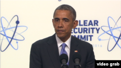 Le président américain Barack Obama fait un discours à la clôture du sommet international sur le nucléaire.