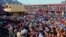 FILE - Hindu worshippers stand in long queues outside the Sabarimala temple in the southern Indian state of Kerala, Dec. 1, 2015.