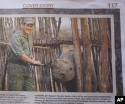 Mander’s rhino-saving exploits have made the news around the world, including this report in a South African newspaper