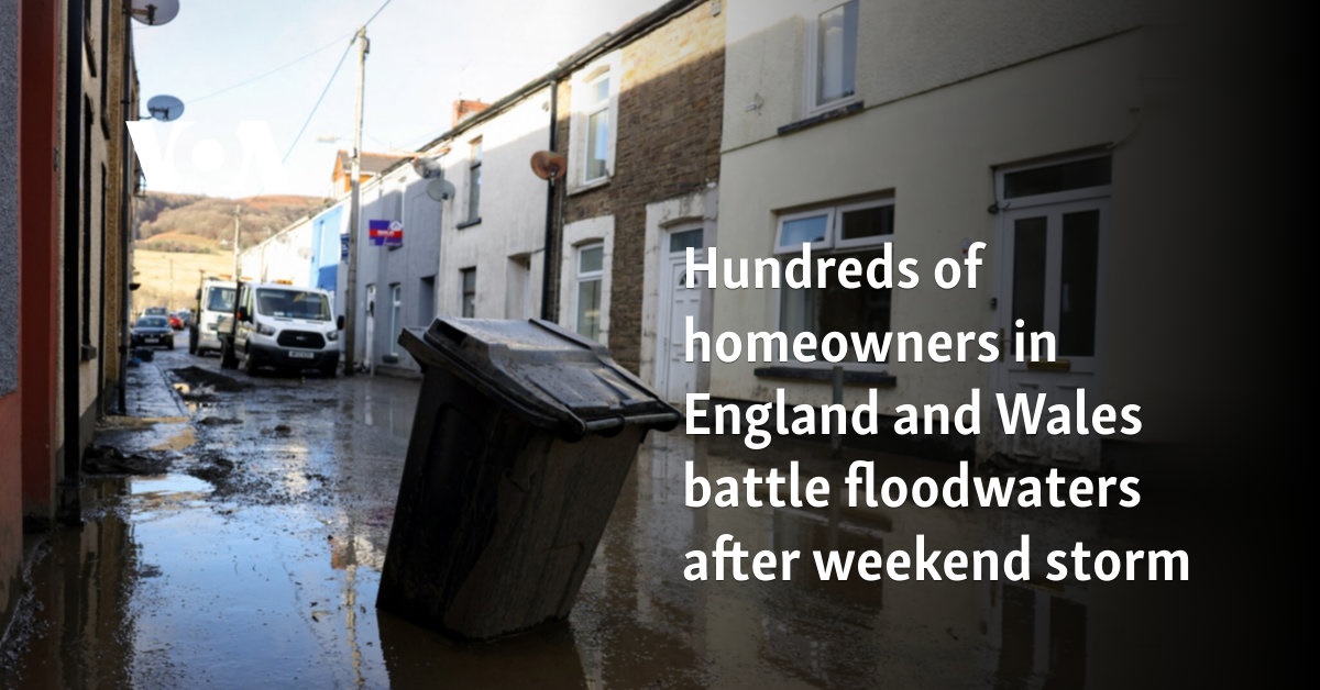 Hundreds of homeowners in England and Wales battle floodwaters after weekend storm  