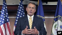 House Speaker John Boehner of Ohio speaks at a news conference on Capitol Hill, July 21, 2011