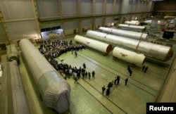 FILE - A general view shows one of the assembly facilities of Ukrainian state-owned aerospace company Yuzhmash in Dnipro (formerly Dnipropetrovsk), Ukraine, Oct. 21, 2014.