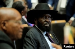 FILE - South Sudan's President Salva Kiir attends the 30th Ordinary Session of the Assembly of the Heads of State and the Government of the African Union in Addis Ababa, Ethiopia, Jan. 28, 2018.