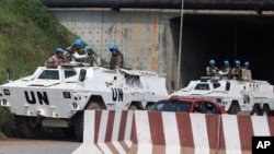 UN peacekeepers maintain a highly visible presence in Abidjan, Ivory coast, amid concerns of escalating post-election violence in the country, 29 Dec 2010