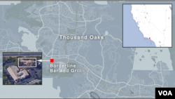 Map of Thousand Oaks, California, showing the Borderline Bar and Grill