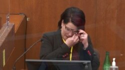 In this image from video, witness Courteney Ross answers questions as Hennepin County Judge Peter Cahill presides Thursday, April 1, 2021, in the trial of former Minneapolis police Officer Derek Chauvin at the Hennepin County Courthouse in Minneapolis, Minn. 