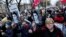 Protesters gather outside Poland's Constitutional Tribunal in Warsaw, Nov. 6, 2021, rallying against restrictive abortion laws after a woman died of complications during her pregnancy. 
