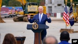 President Joe Biden delivers remarks on his Build Back Better agenda during a visit to the International Union of Operating Engineers Local 324, in Howell, Mich., Oct. 5, 2021.