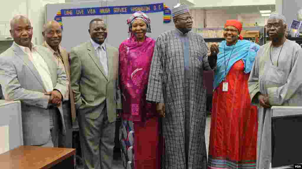 Jigawa State Governor Sule Lamido poses with the staff of VOA Hausa service.