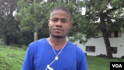 Ebola survivor Yusuf Kabba is pictured outside his residence in Freetown, Sierra Leone, August, 7, 2015. (Credit: Nina deVries/VOA News)