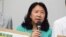 香港民主党中西区区议员郑丽琼2019年对媒体发表讲话（美国之音/汤惠芸）。