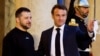 法国总统马克龙在巴黎会晤到访的乌克兰总统泽连斯基。（2023年5月14日）