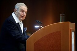 FILE - Billionaire investor George Soros speaks to the audience at the Schumpeter Award in Vienna, Austria, June 21, 2019.