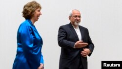 Iranski ministar inostranih poslova Džavad Zarif sa šefom evropske diplomatije Ketrin Ešton u Ženevi, 15. oktobar 2013.